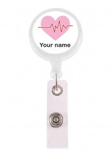 Porte Badge Enrouleur ECG Rose avec Nom Imprimé