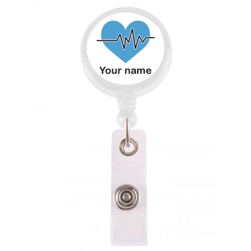Porte Badge Enrouleur ECG Bleu avec Nom Imprimé